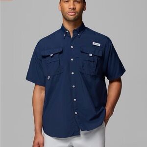 Columbia Men’s Navy Short-Sleeve Button-Down Outdoor Shirt